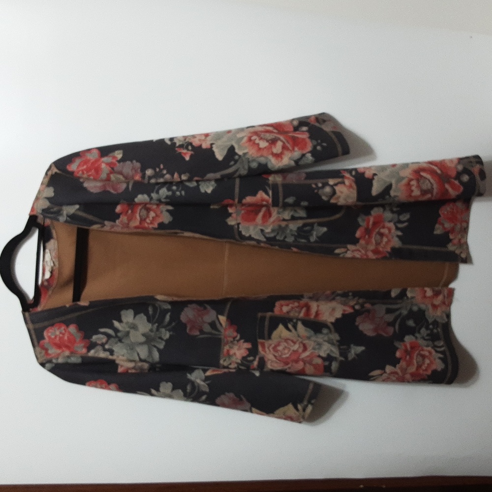 Solitaire Anthropologie Women's Floral Faux Suede long Duster